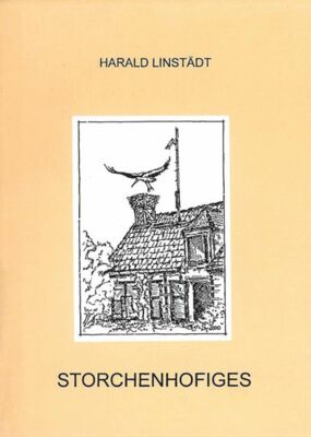 hellgelbes Buchcover, darauf schwarz-weiße Illustration eines Hauses samt Storchen-Horst und Storch